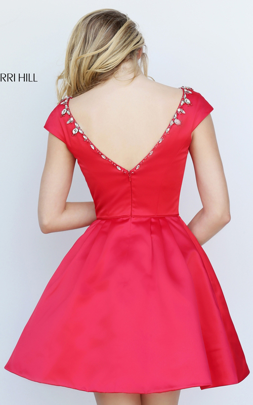 2016 Beaded Sherri Hill 50534 A-line Homecoming Dress Red_1