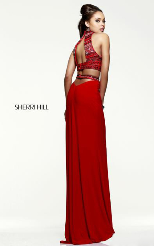 Beads Two-piece Sexy Dress Red Sherri Hill 11068-1