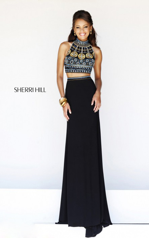Chic Two-piece Prom Dress Black Sherri Hill 11068-1