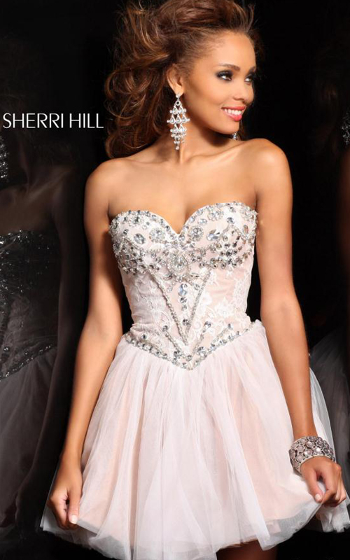 Ivory Silver Sherri Hill 21156 Sweet 16 Party Dress