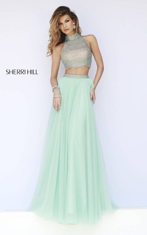 mint Sherri Hill 11220 two piece gala dress sexy for prom