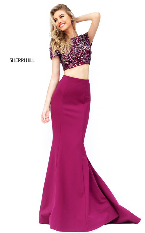 Raspberry Sherri Hill 50614 Two Piece Homecoming Dress 2016